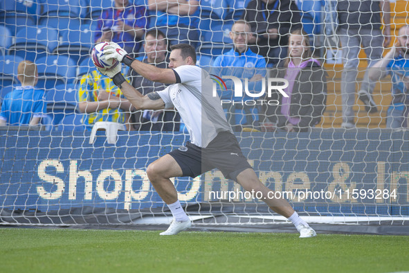 Ben Hinchliffe #1 (GK) of Stockport County F.C. warms up during the Sky Bet League 1 match between Stockport County and Leyton Orient at the...