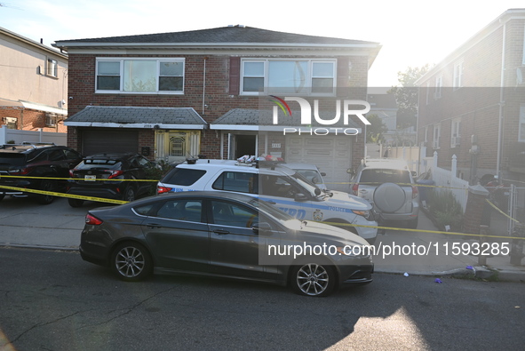 The NYPD investigates a fatal domestic stabbing in Queens, New York, United States, on September 21, 2024. At approximately 11:45 p.m. on Fr...