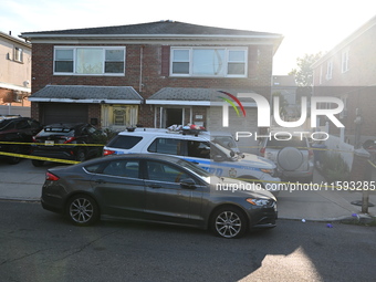 The NYPD investigates a fatal domestic stabbing in Queens, New York, United States, on September 21, 2024. At approximately 11:45 p.m. on Fr...