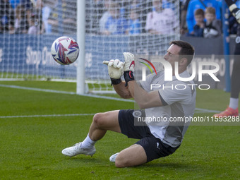 Ben Hinchliffe #1 (GK) of Stockport County F.C. warms up during the Sky Bet League 1 match between Stockport County and Leyton Orient at the...