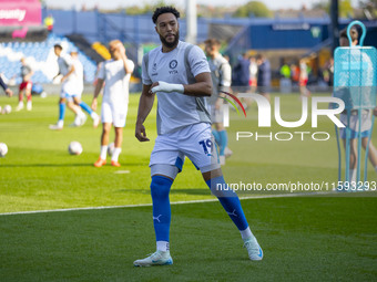 Kyle Wootton #19 of Stockport County F.C. warms up during the Sky Bet League 1 match between Stockport County and Leyton Orient at the Edgel...