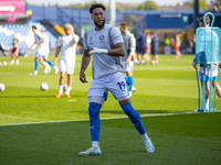 Kyle Wootton #19 of Stockport County F.C. warms up during the Sky Bet League 1 match between Stockport County and Leyton Orient at the Edgel...