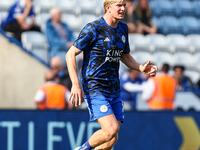 Victor Kristiansen of Leicester City warms up during the Premier League match between Leicester City and Everton at the King Power Stadium i...