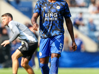 Caleb Okoli of Leicester City warms up during the Premier League match between Leicester City and Everton at the King Power Stadium in Leice...