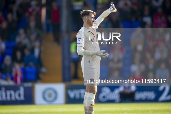 Zach Hemming #1 (GK) of Leyton Orient F.C. during the Sky Bet League 1 match between Stockport County and Leyton Orient at the Edgeley Park...