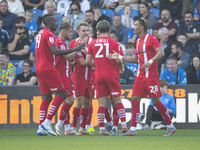 Leyton Orient F.C. players celebrate a 2-0 victory during the Sky Bet League 1 match between Stockport County and Leyton Orient at the Edgel...