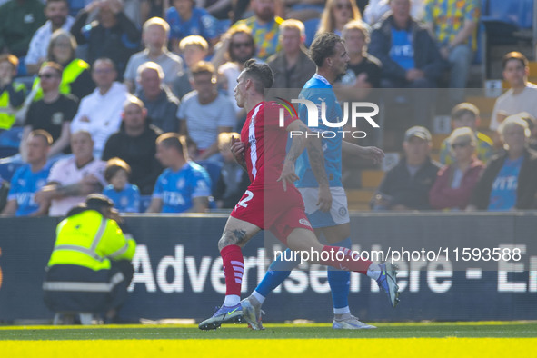 Ethan Galbraith #22 of Leyton Orient F.C. celebrates his goal during the Sky Bet League 1 match between Stockport County and Leyton Orient a...