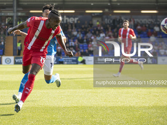 Omar Beckles #19 of Leyton Orient F.C. during the Sky Bet League 1 match between Stockport County and Leyton Orient at the Edgeley Park Stad...