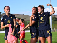 Barbara Bonansea, Martina Rosucci, and Cristiana Girelli of Juventus F.C. during the third day of the Serie A Femminile eBay Championship be...