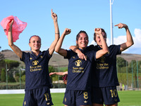 Barbara Bonansea, Martina Rosucci, and Cristiana Girelli of Juventus F.C. during the third day of the Serie A Femminile eBay Championship be...