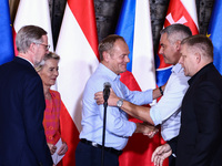 Czech Prime Minister Petr Fiala, European Commission President Ursula von der Leyen, Polish Prime Minister Donald Tusk, Austrian Chacellor K...