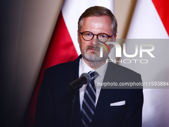 Czech Prime Minister Petr Fiala attends a press conference at the town hall in in Wroclaw, Poland on September 19, 2024. The European Commis...