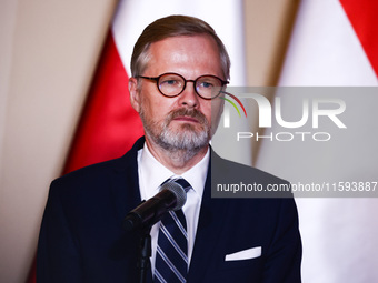 Czech Prime Minister Petr Fiala attends a press conference at the town hall in in Wroclaw, Poland on September 19, 2024. The European Commis...