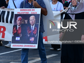 Protesters support Palestine and the people of Gaza in Lyon, France, on September 21, 2024. (