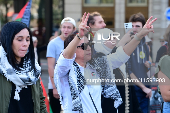 Protesters support Palestine and the people of Gaza in Lyon, France, on September 21, 2024. 