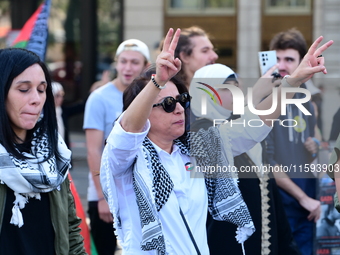 Protesters support Palestine and the people of Gaza in Lyon, France, on September 21, 2024. (