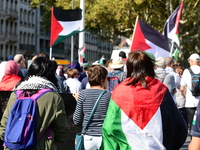 Protesters support Palestine and the people of Gaza in Lyon, France, on September 21, 2024. (