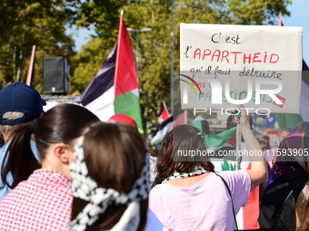 Protesters support Palestine and the people of Gaza in Lyon, France, on September 21, 2024. (