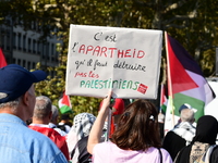 Protesters support Palestine and the people of Gaza in Lyon, France, on September 21, 2024. (