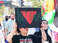 Protesters support Palestine and the people of Gaza in Lyon, France, on September 21, 2024. (