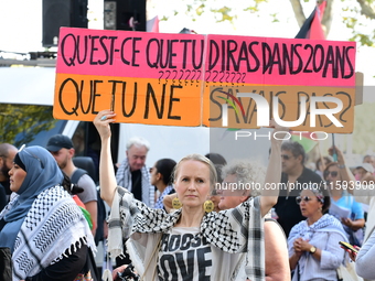 Protesters support Palestine and the people of Gaza in Lyon, France, on September 21, 2024. (