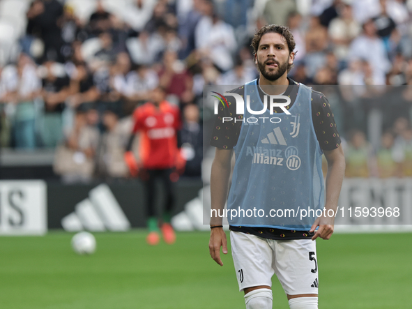 Manuel Locatelli during the Serie A 2024-2025 match between Juventus and Napoli in Turin, Italy, on September 21, 2024 