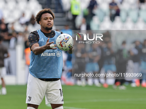 Weston McKennie during the Serie A 2024-2025 match between Juventus and Napoli in Turin, Italy, on September 21, 2024 