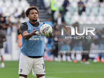 Weston McKennie during the Serie A 2024-2025 match between Juventus and Napoli in Turin, Italy, on September 21, 2024 (