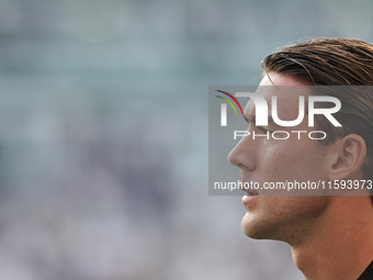 Dusan Vlahovic during the Serie A 2024-2025 match between Juventus and Napoli in Turin, Italy, on September 21, 2024 (