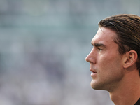 Dusan Vlahovic during the Serie A 2024-2025 match between Juventus and Napoli in Turin, Italy, on September 21, 2024 (