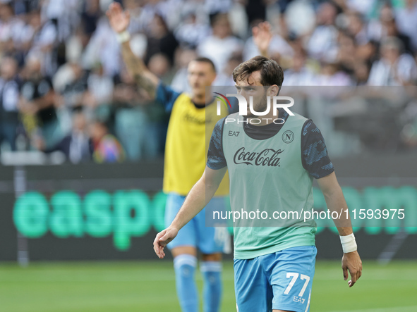 Khvicha Kvaratskhelia during the Serie A 2024-2025 match between Juventus and Napoli in Turin, Italy, on September 21, 2024 