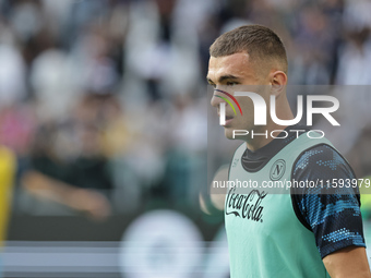 Alessandro Buongiorno during the Serie A 2024-2025 match between Juventus and Napoli in Turin, Italy, on September 21, 2024 (