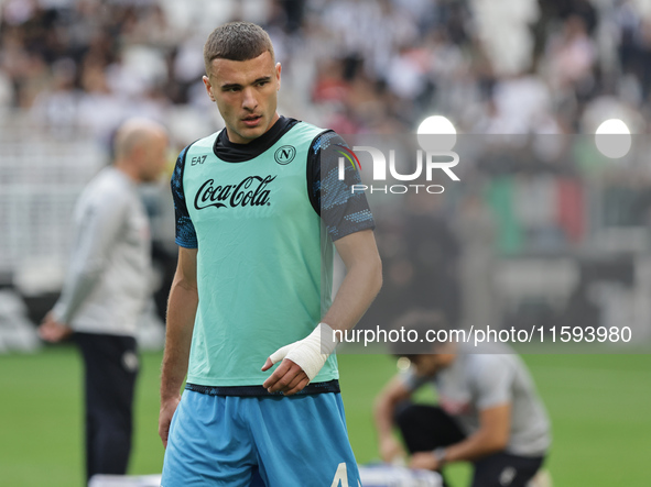 Alessandro Buongiorno during the Serie A 2024-2025 match between Juventus and Napoli in Turin, Italy, on September 21, 2024 