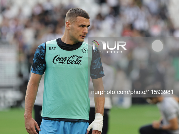 Alessandro Buongiorno during the Serie A 2024-2025 match between Juventus and Napoli in Turin, Italy, on September 21, 2024 