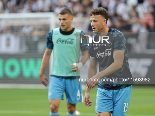 Amir Rrahmani during the Serie A 2024-2025 match between Juventus and Napoli in Turin, Italy, on September 21, 2024 