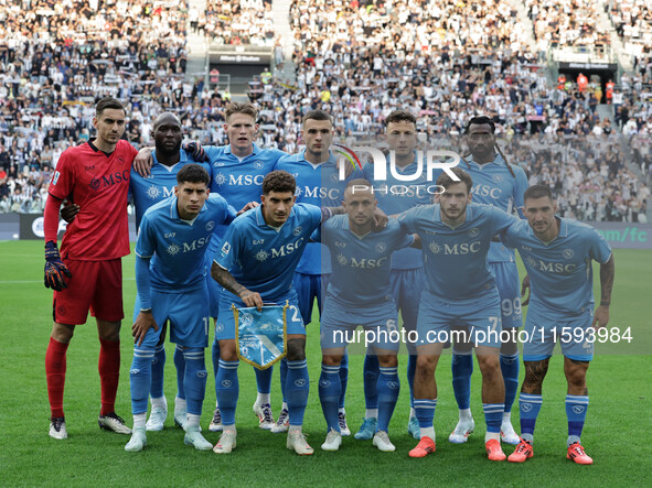 The Napoli team during the Serie A 2024-2025 match between Juventus and Napoli in Turin, Italy, on September 21, 2024 