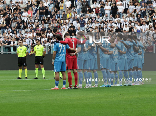 The Napoli team during the Serie A 2024-2025 match between Juventus and Napoli in Turin, Italy, on September 21, 2024 