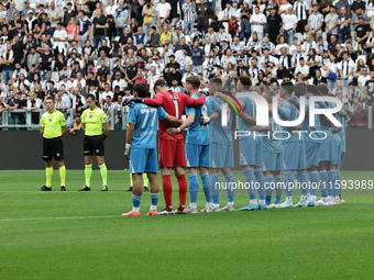 The Napoli team during the Serie A 2024-2025 match between Juventus and Napoli in Turin, Italy, on September 21, 2024 (