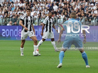 Andrea Cambiaso during the Serie A 2024-2025 match between Juventus and Napoli in Turin, Italy, on September 21, 2024 (