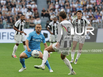 Dusan Vlahovic during the Serie A 2024-2025 match between Juventus and Napoli in Turin, Italy, on September 21, 2024 (