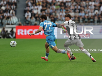 Khvicha Kvaratskhelia during the Serie A 2024-2025 match between Juventus and Napoli in Turin, Italy, on September 21, 2024 (