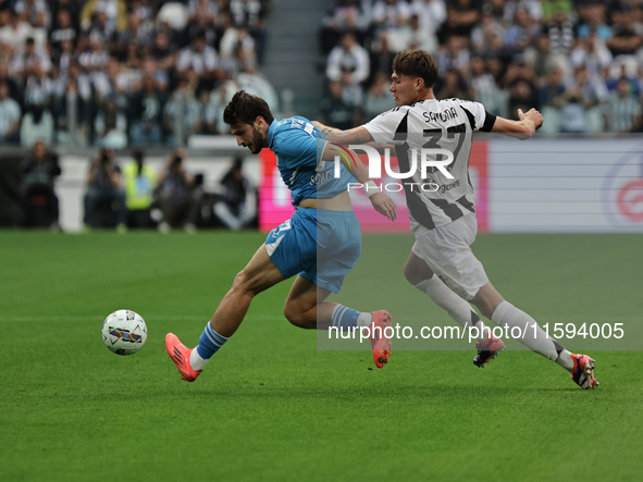 Khvicha Kvaratskhelia during the Serie A 2024-2025 match between Juventus and Napoli in Turin, Italy, on September 21, 2024 