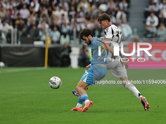 Khvicha Kvaratskhelia during the Serie A 2024-2025 match between Juventus and Napoli in Turin, Italy, on September 21, 2024 (