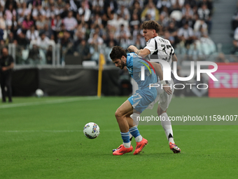 Khvicha Kvaratskhelia during the Serie A 2024-2025 match between Juventus and Napoli in Turin, Italy, on September 21, 2024 (