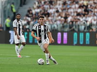 Andrea Cambiaso during the Serie A 2024-2025 match between Juventus and Napoli in Turin, Italy, on September 21, 2024 (