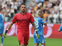 Elia Caprile during the Serie A 2024-2025 match between Juventus and Napoli in Turin, Italy, on September 21, 2024 (