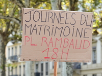 Protesters against the government of Michel Barnier and French President Emmanuel Macron in Lyon, France, on September 21, 2024. (