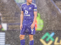 Jamie Vardy of Leicester City during the Premier League match between Leicester City and Everton at the King Power Stadium in Leicester, Eng...