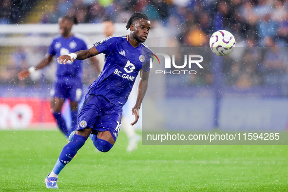 #10, Stephy Mavididi of Leicester City is in action during the Premier League match between Leicester City and Everton at the King Power Sta...