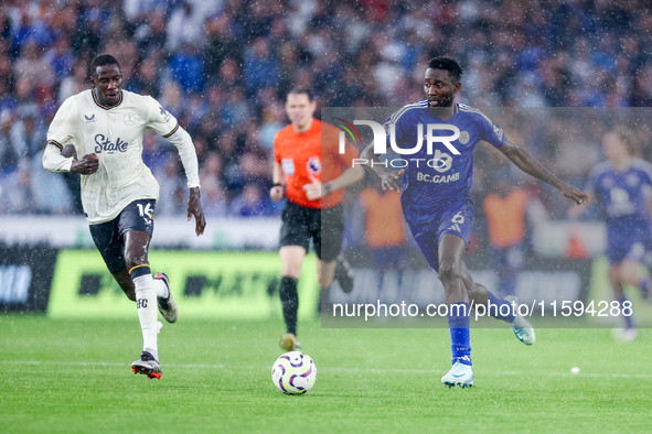 Wilfred Ndidi of Leicester City in attacking action during the Premier League match between Leicester City and Everton at the King Power Sta...